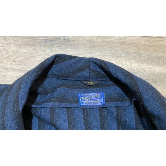 Vintage Pendleton Wool Robe Mens M Blue Striped Belted Academia Heritage USA - Picture 3 of 9